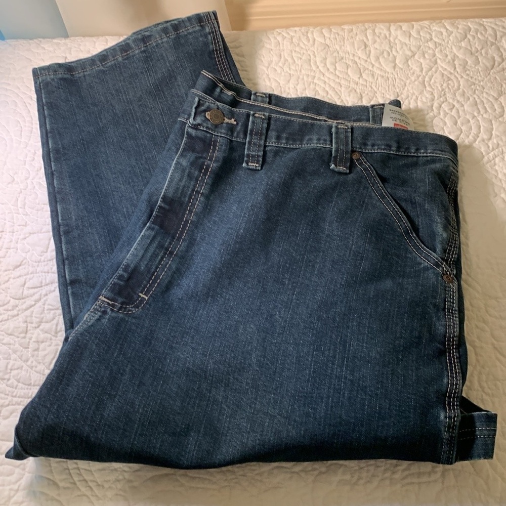 Wrangler Men's Blue Carpenter Jeans Size 44-30 NEW 5 Star premium W/Deep Pockets - Picture 2 of 8